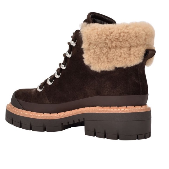 💥NWT💥 Marc Fisher LTD Cade Genuine Shearling Cuff Lace-up Boot - Picture 2 of 15
